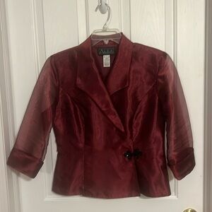 Alex Evenings jacket,lined bodice, sheer 3/4 length sleeves,shoulder pads.Size L
